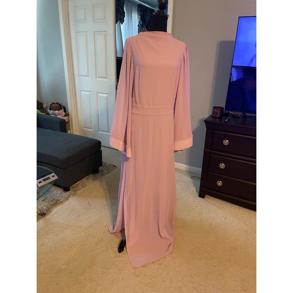 Cololura Lavender Chiffon Gown Size Large Bell Sleeve Split Formal Mother Bride - Picture 2 of 5